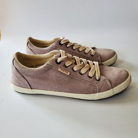 Taos Star Low Top Sneakers 10 Canvas Mauve Wash Round Toe Lace Up - Picture 2 of 12